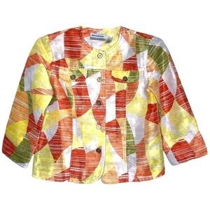 Alfred DUNNER - Orange-Red, Yellow, Green & White Button Front Jacket - Size 6P
